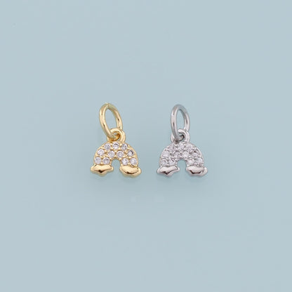 Gold Rainbow Charms,18K Gold Filled CZ Rainbow Pendant,Silver Rainbow Charm Bracelet Necklace for DIY Jewelry Making Supply