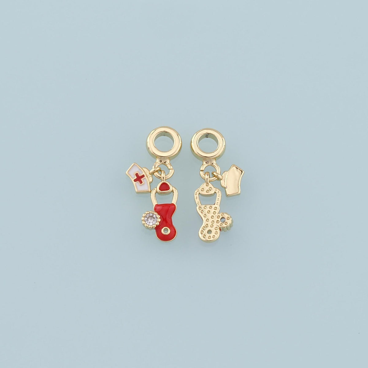 Gold Nurse Cap Charms,18K Gold Filled Stethoscope Pendant,Nurse Charm Bracelet Necklace for DIY Jewelry Making Supply