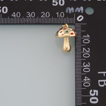 18K Gold Filled Mushroom Pendant,Mushroom Charm Bracelet Necklace for DIY Jewelry Making Supply