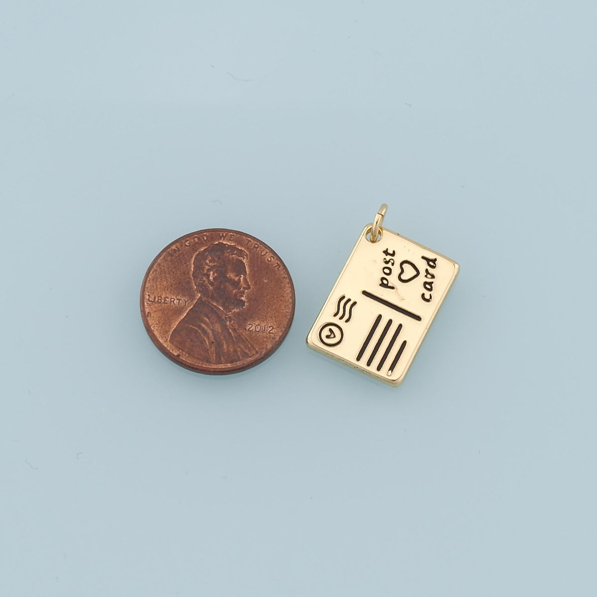18K Gold Filled Postcard Pendant,Travel Charm Bracelet Necklace for DIY Jewelry Making Supply