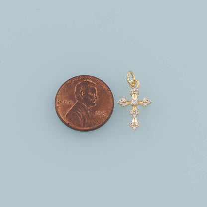 Gold Cross Charms,18K Gold Filled Cross Pendant,CZ Micro Pave Cross Charm Bracelet Necklace for DIY Jewelry Making Supply