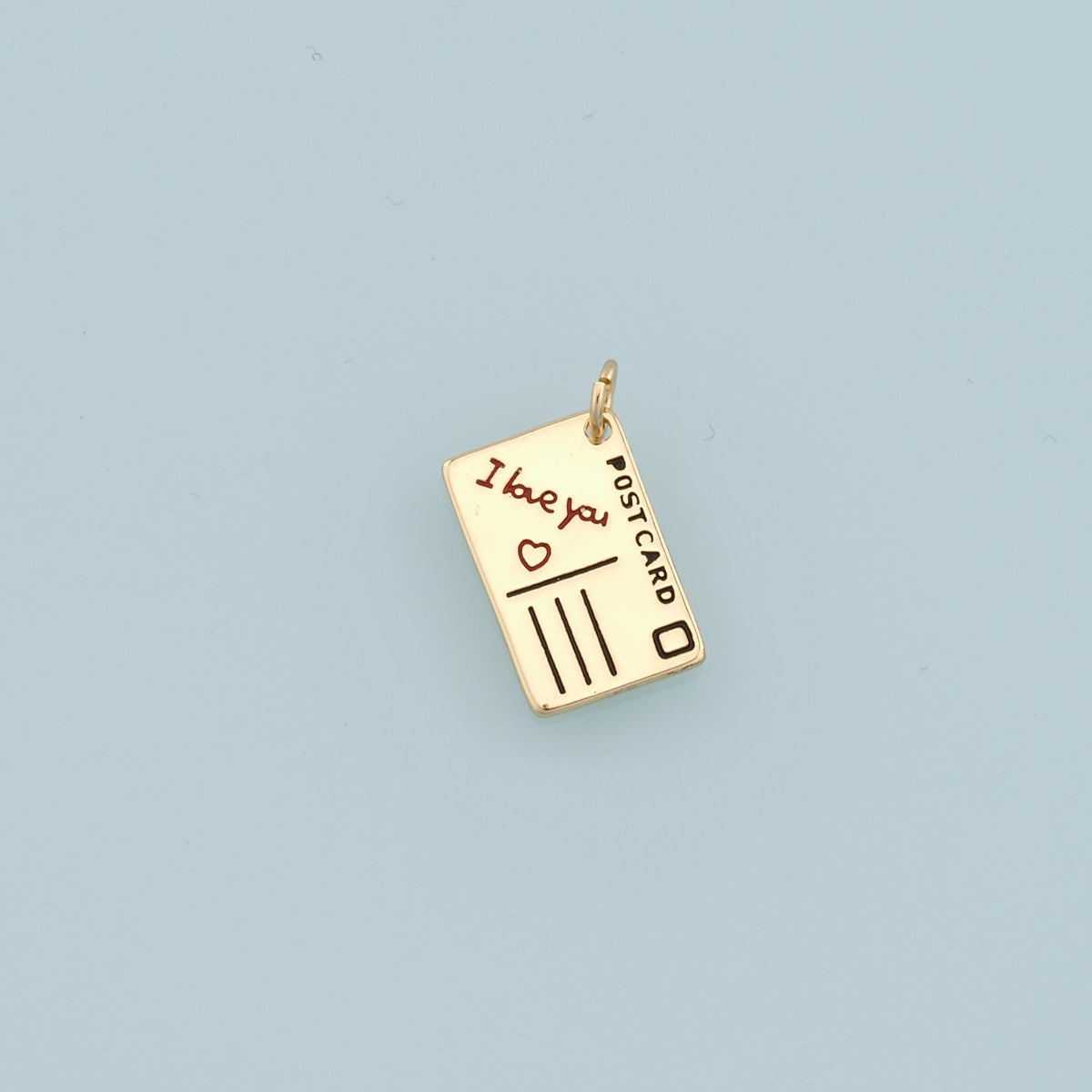 18K Gold Filled Postcard Pendant,Postcard Charm Bracelet Necklace for DIY Jewelry Making Supply