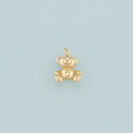 18K Gold Filled Bear Pendant,CZ Bear Charm Bracelet Necklace for DIY Jewelry Making Supply