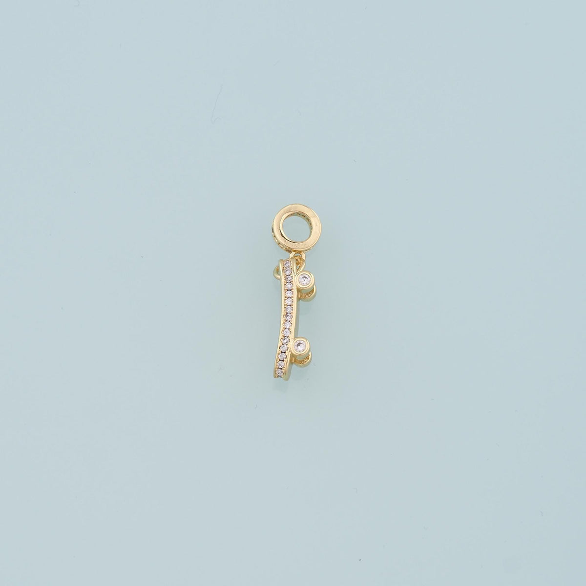 18K Gold Filled Skateboard Pendant,CZ Micro Pave Skateboard Charm Bracelet Necklace for DIY Jewelry Making Supply