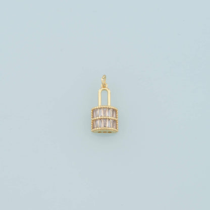 18K Gold Filled Lock Pendant,Dainty Lock Charm Bracelet Necklace for DIY Jewelry Making Supply