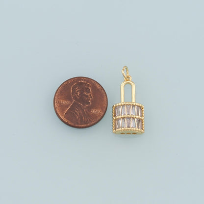 18K Gold Filled Lock Pendant,Dainty Lock Charm Bracelet Necklace for DIY Jewelry Making Supply