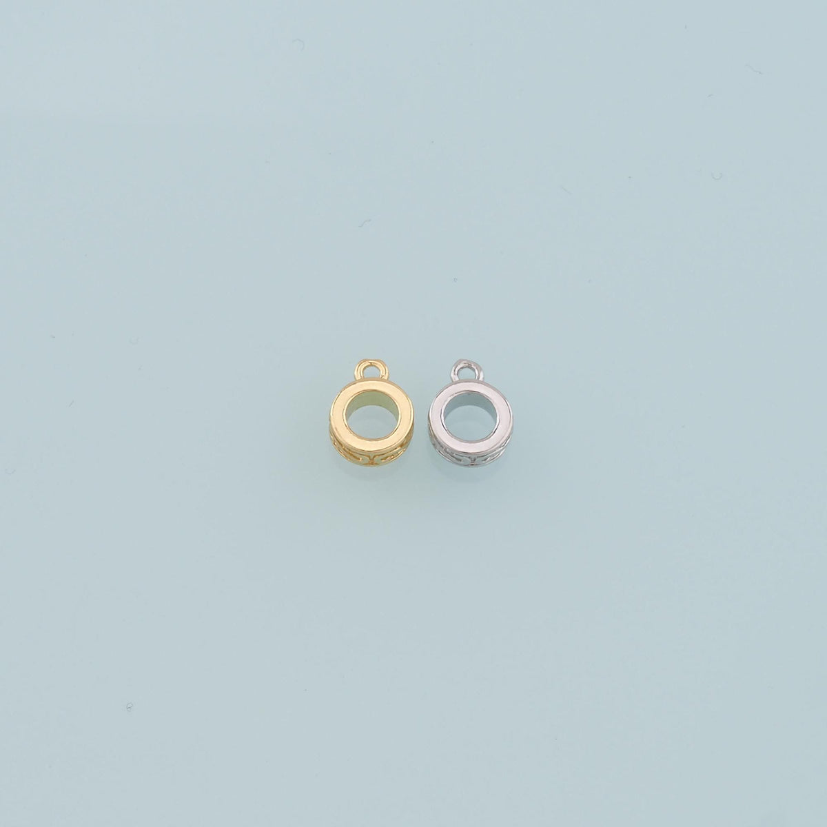 Gold Bail Charm Holder Spacer,18K Gold Filled With Loop Round Bead Spacer Bracelet Necklace for DIY Jewelry Making Supply