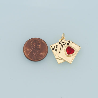 18K Gold Filled Poker Pendant,Playing Card Charm Bracelet Necklace for DIY Jewelry Making Supply