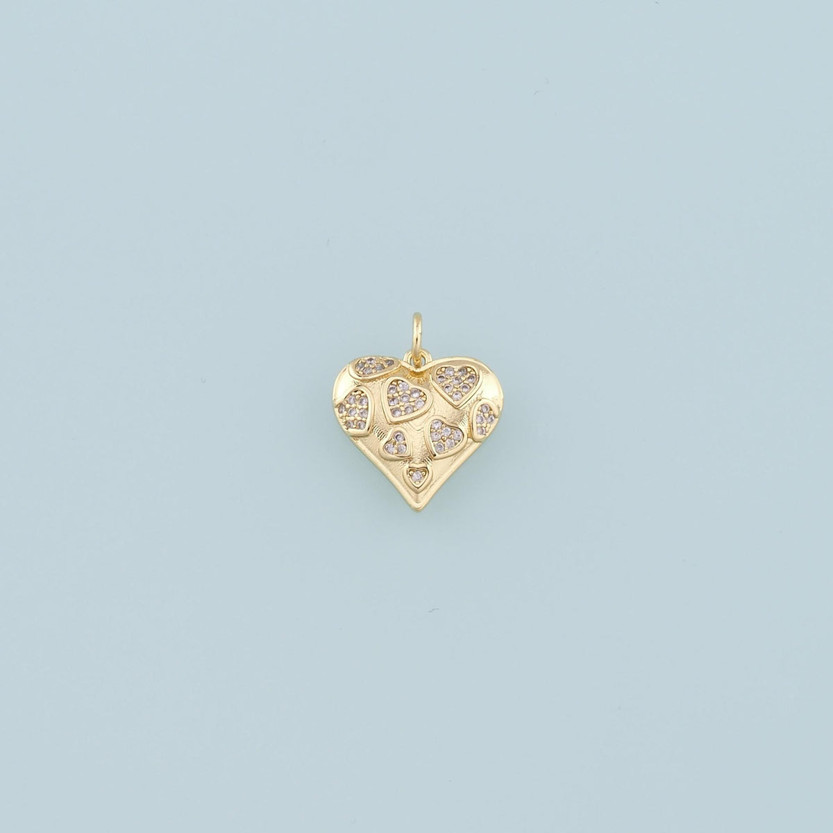 18K Gold Filled Heart CZ Charm Pendant for Jewelry Making