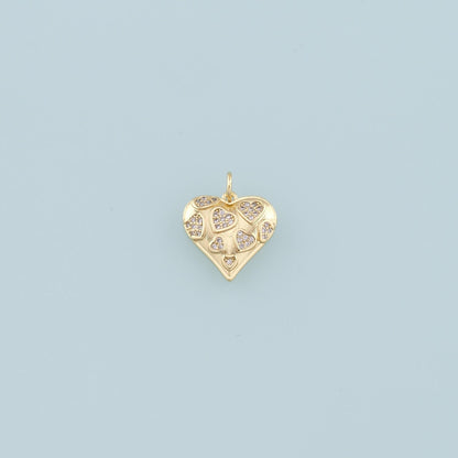 18K Gold Filled Heart CZ Charm Pendant for Jewelry Making
