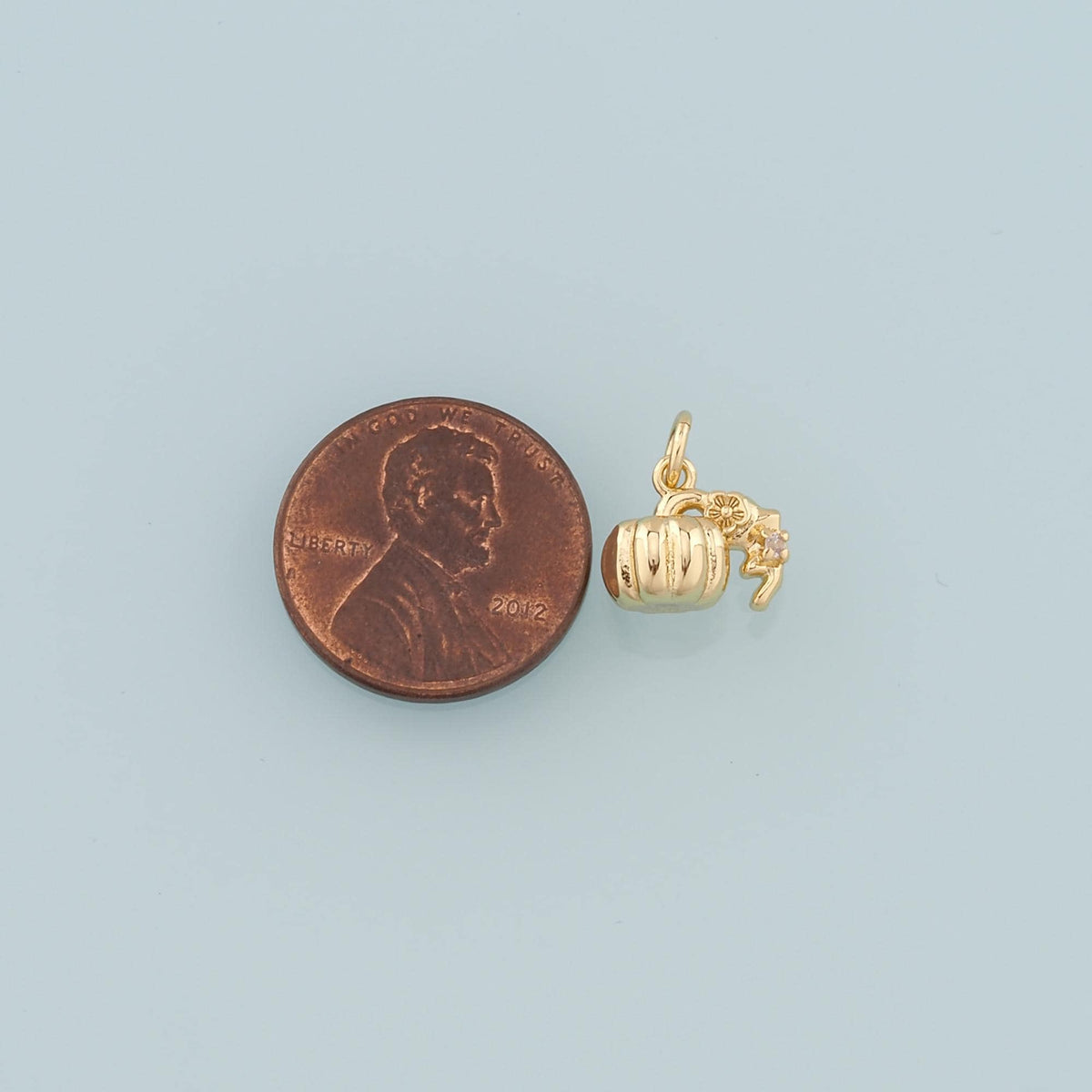 18K Gold Filled Pumpkin Pendant,CZ Halloween Charm Bracelet Necklace for DIY Jewelry Making Supply