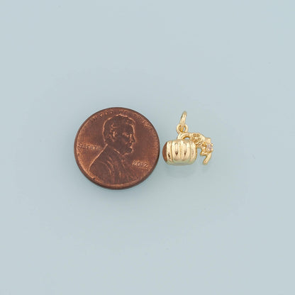 18K Gold Filled Pumpkin Pendant,CZ Halloween Charm Bracelet Necklace for DIY Jewelry Making Supply