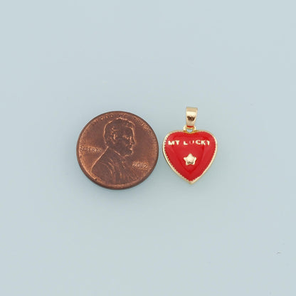 18K Gold Filled Heart Enamel Charm Pendant for Jewelry Making