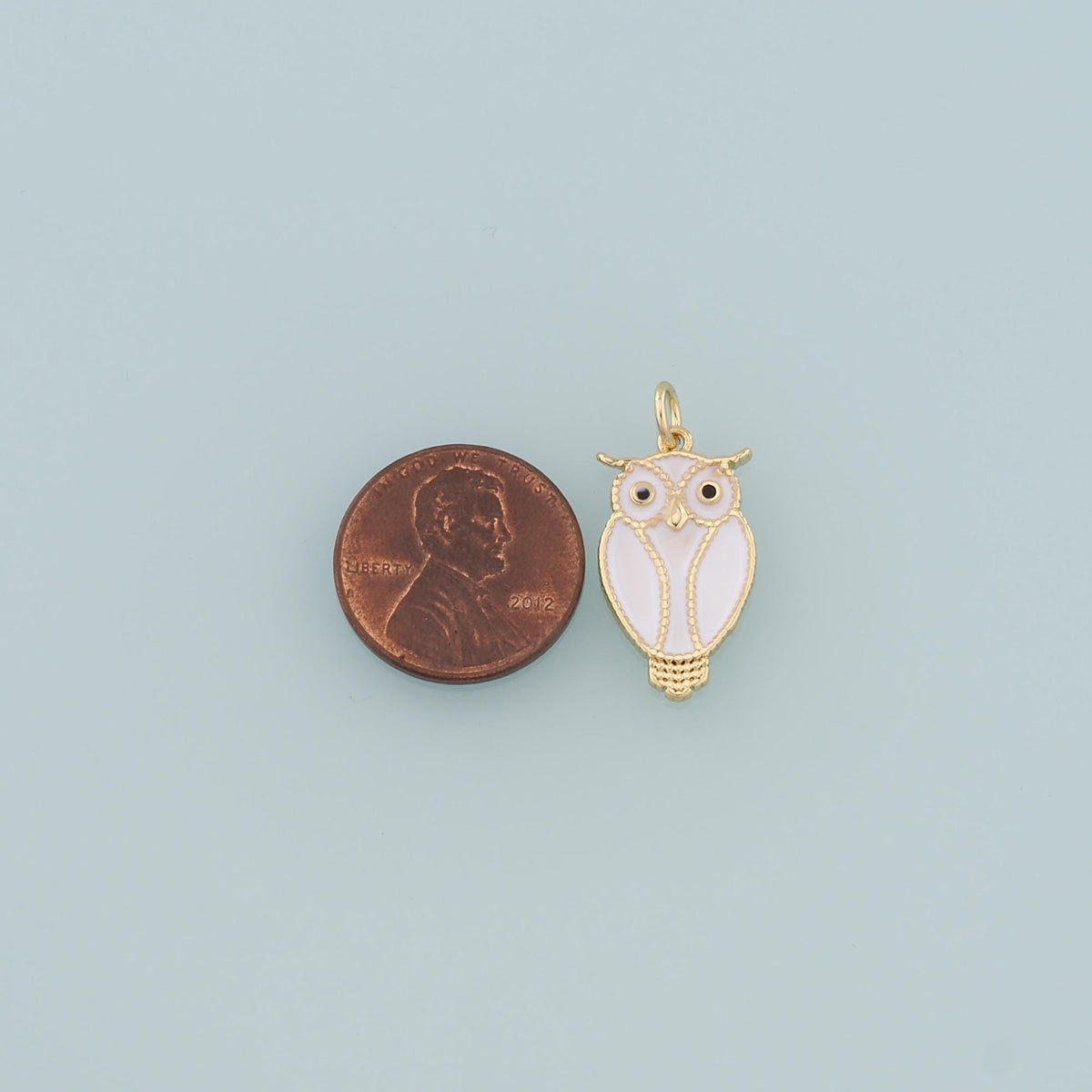 18K Gold Filled owl Pendant,Enamel owl Charm Bracelet Necklace for DIY Jewelry Making Supply