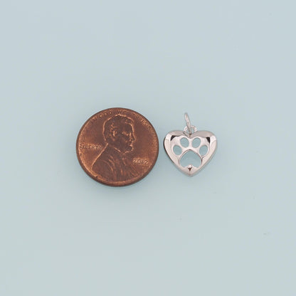 18K Gold Filled Heart Paw Pendant,Dainty Paw Charm Bracelet Necklace for DIY Jewelry Making Supply
