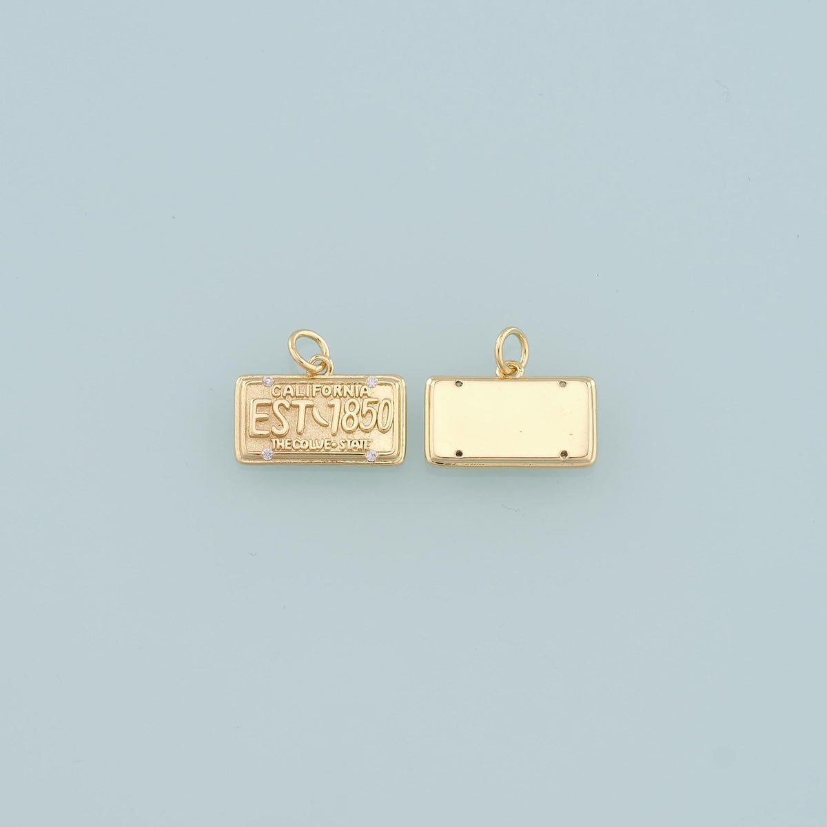 18K Gold Filled Tag Pendant,CZ Micro Pave Nameplate Charm Bracelet Necklace for DIY Jewelry Making Supply