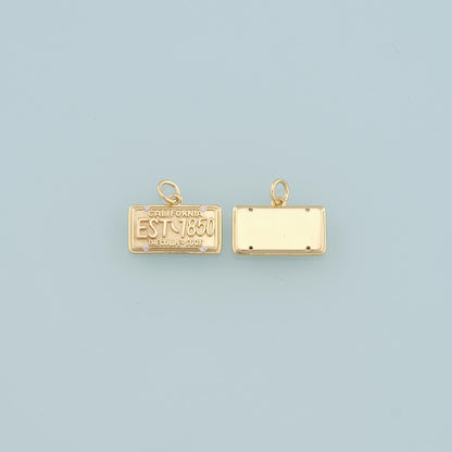 18K Gold Filled Tag Pendant,CZ Micro Pave Nameplate Charm Bracelet Necklace for DIY Jewelry Making Supply