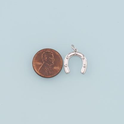 18K Gold Filled Horseshoe Pendant,Dainty Horseshoe Charm Bracelet Necklace for DIY Jewelry Making Supply