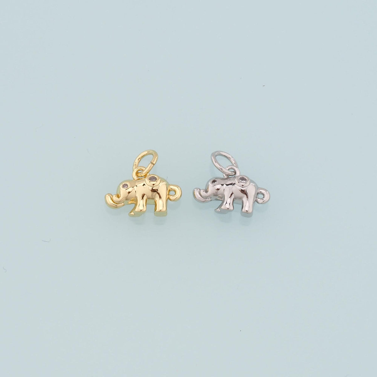 18K Gold Filled Tiny Elephant Pendant,Dainty Elephant Charm Bracelet Necklace for DIY Jewelry Making Supply