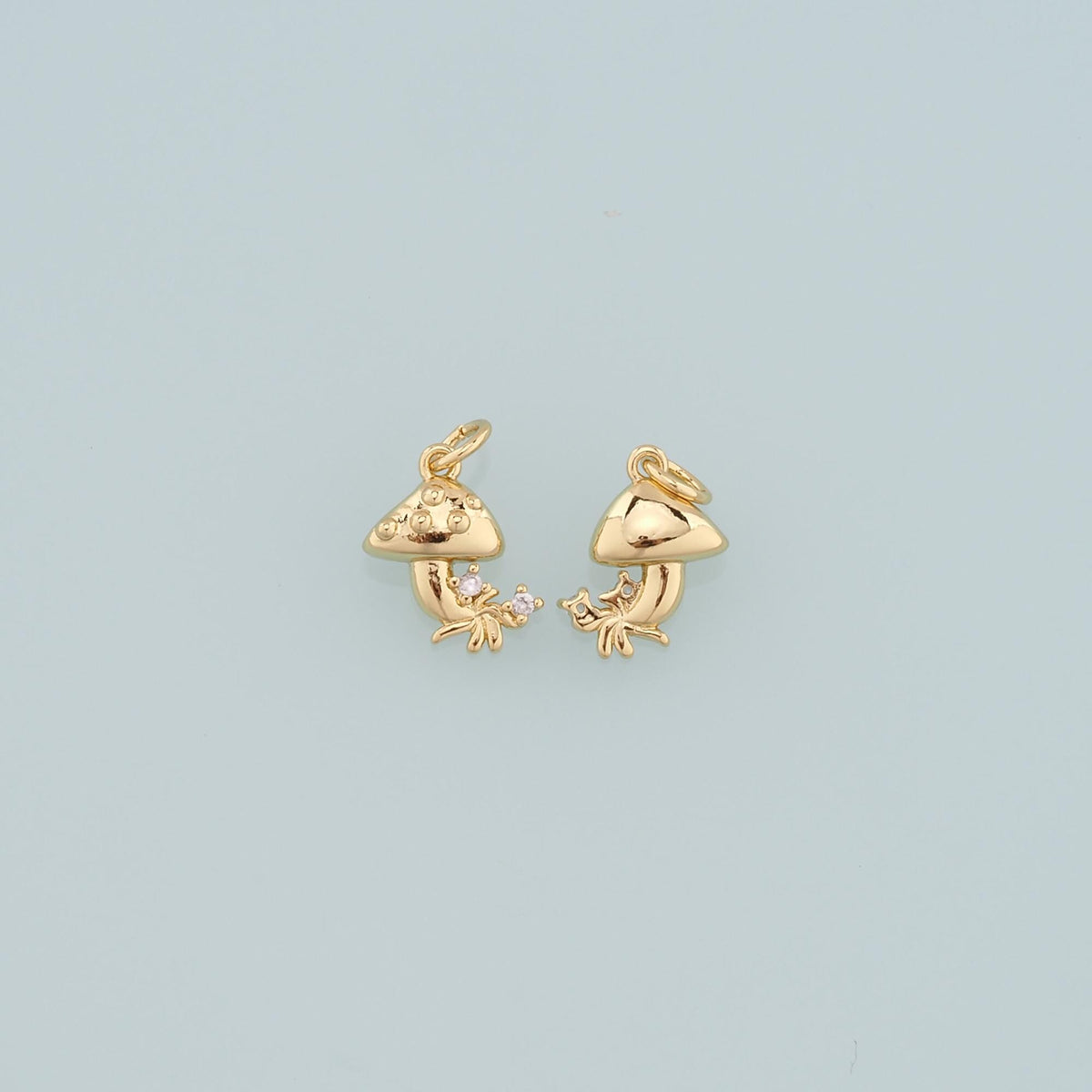 18K Gold Filled Mushroom Pendant,CZ Micro Pave Mushroom Charm Bracelet Necklace for DIY Jewelry Making Supply
