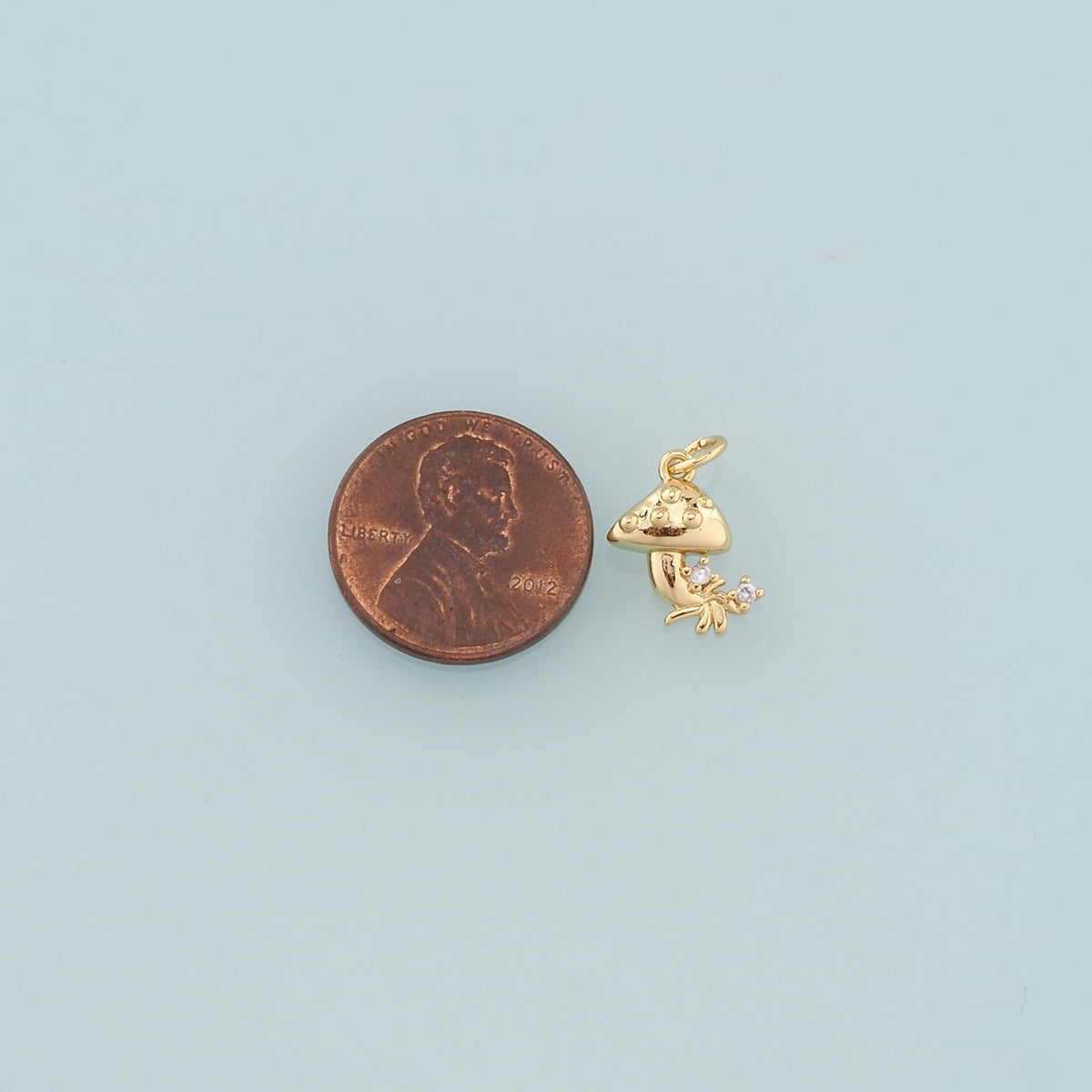 18K Gold Filled Mushroom Pendant,CZ Micro Pave Mushroom Charm Bracelet Necklace for DIY Jewelry Making Supply