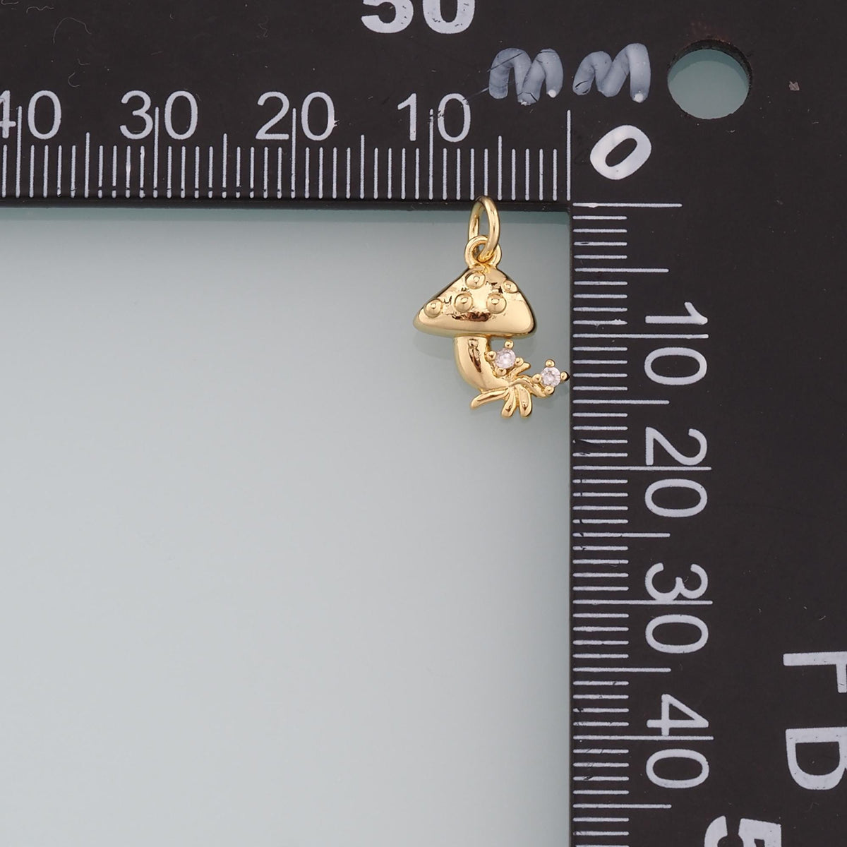 18K Gold Filled Mushroom Pendant,CZ Micro Pave Mushroom Charm Bracelet Necklace for DIY Jewelry Making Supply