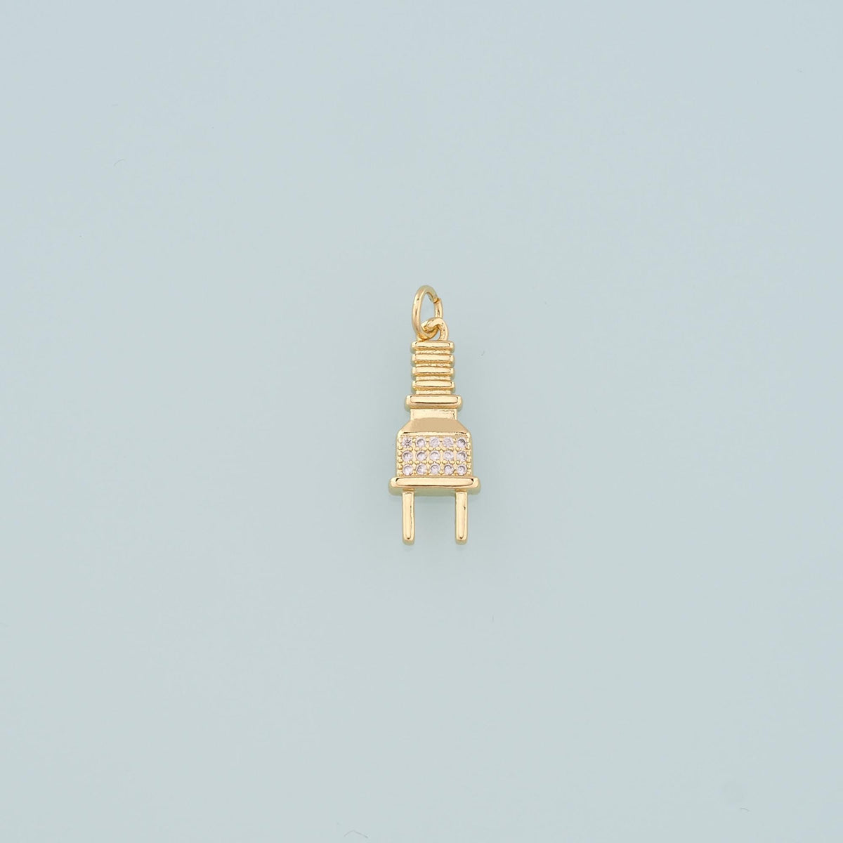 18K Gold Filled Plug Pendant,CZ Micro Pave Plug Charm Bracelet Necklace for DIY Jewelry Making Supply