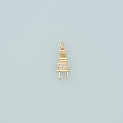 18K Gold Filled Plug Pendant,CZ Micro Pave Plug Charm Bracelet Necklace for DIY Jewelry Making Supply