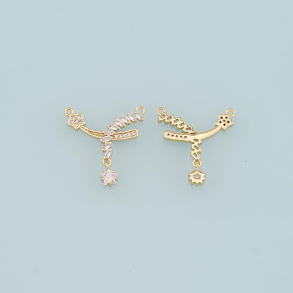 18K Gold Filled Star CZ Charm Pendant for Jewelry Making
