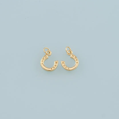 18K Gold Filled Horseshoe Pendant,Dainty Horseshoe Charm Bracelet Necklace for DIY Jewelry Making Supply
