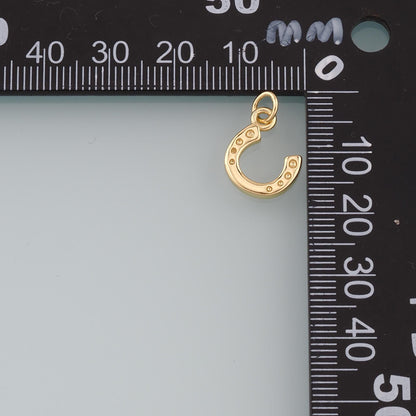 18K Gold Filled Horseshoe Pendant,Dainty Horseshoe Charm Bracelet Necklace for DIY Jewelry Making Supply
