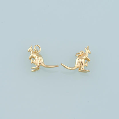 18K Gold Filled Kangaroo Pendant,Dainty Kangaroo Charm Bracelet Necklace for DIY Jewelry Making Supply