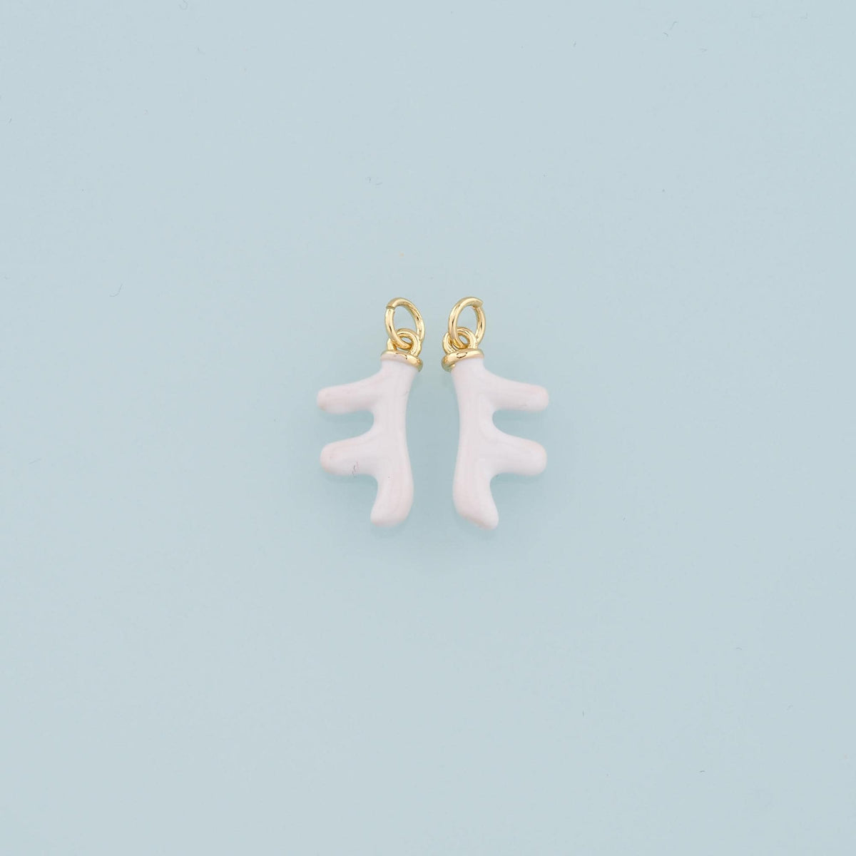Gold Antler Charms,18K Gold Filled Antler Pendant,Enamel Elk Charm Bracelet Necklace for DIY Jewelry Making Supply