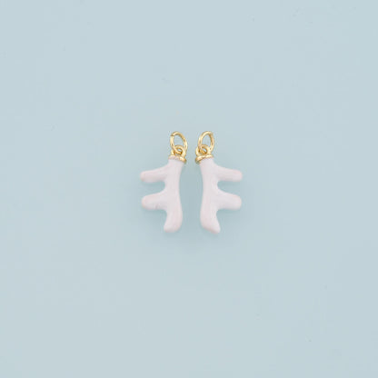 Gold Antler Charms,18K Gold Filled Antler Pendant,Enamel Elk Charm Bracelet Necklace for DIY Jewelry Making Supply