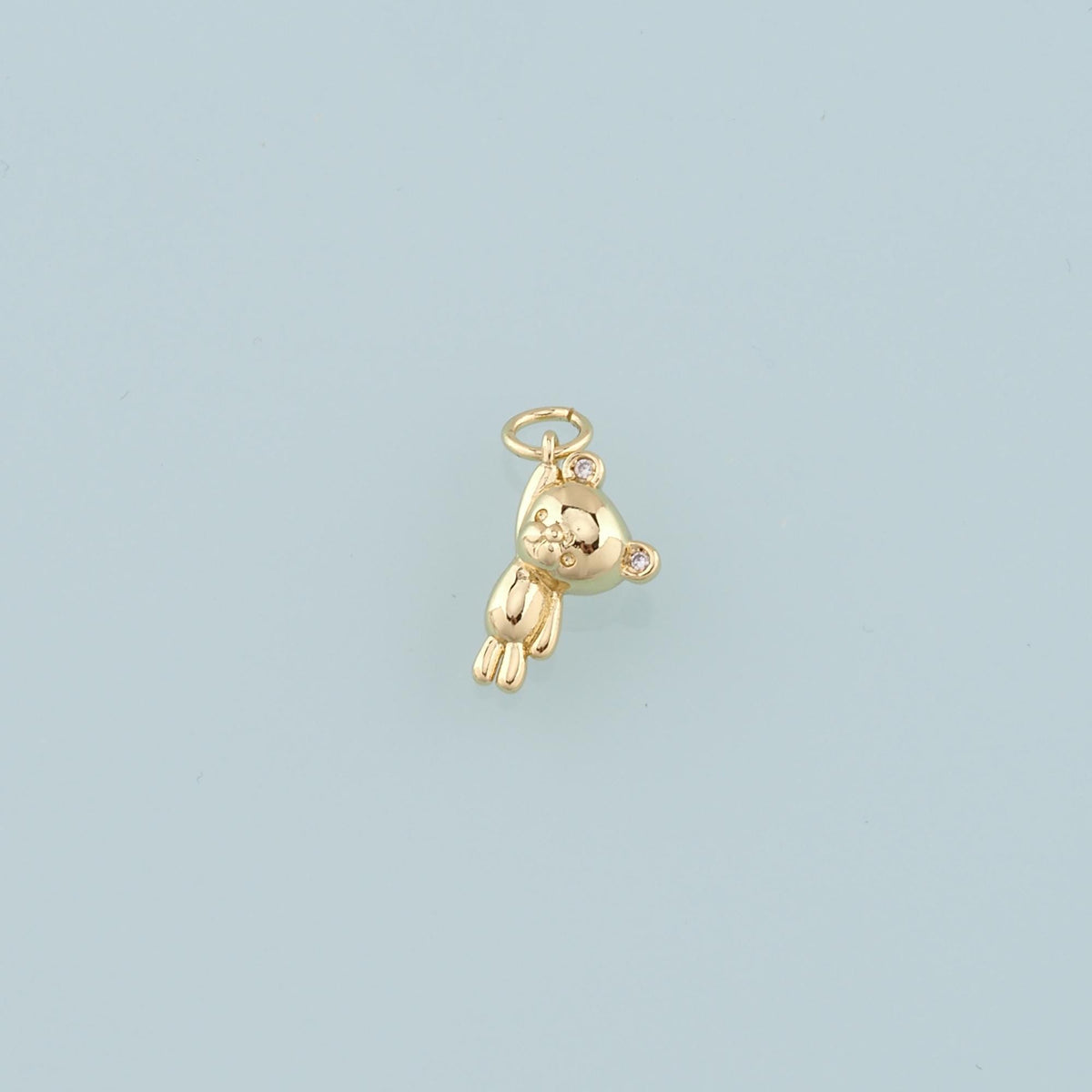 18K Gold Filled Bear Pendant,CZ Bear Charm Bracelet Necklace for DIY Jewelry Making Supply