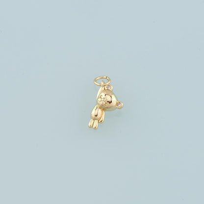 18K Gold Filled Bear Pendant,CZ Bear Charm Bracelet Necklace for DIY Jewelry Making Supply