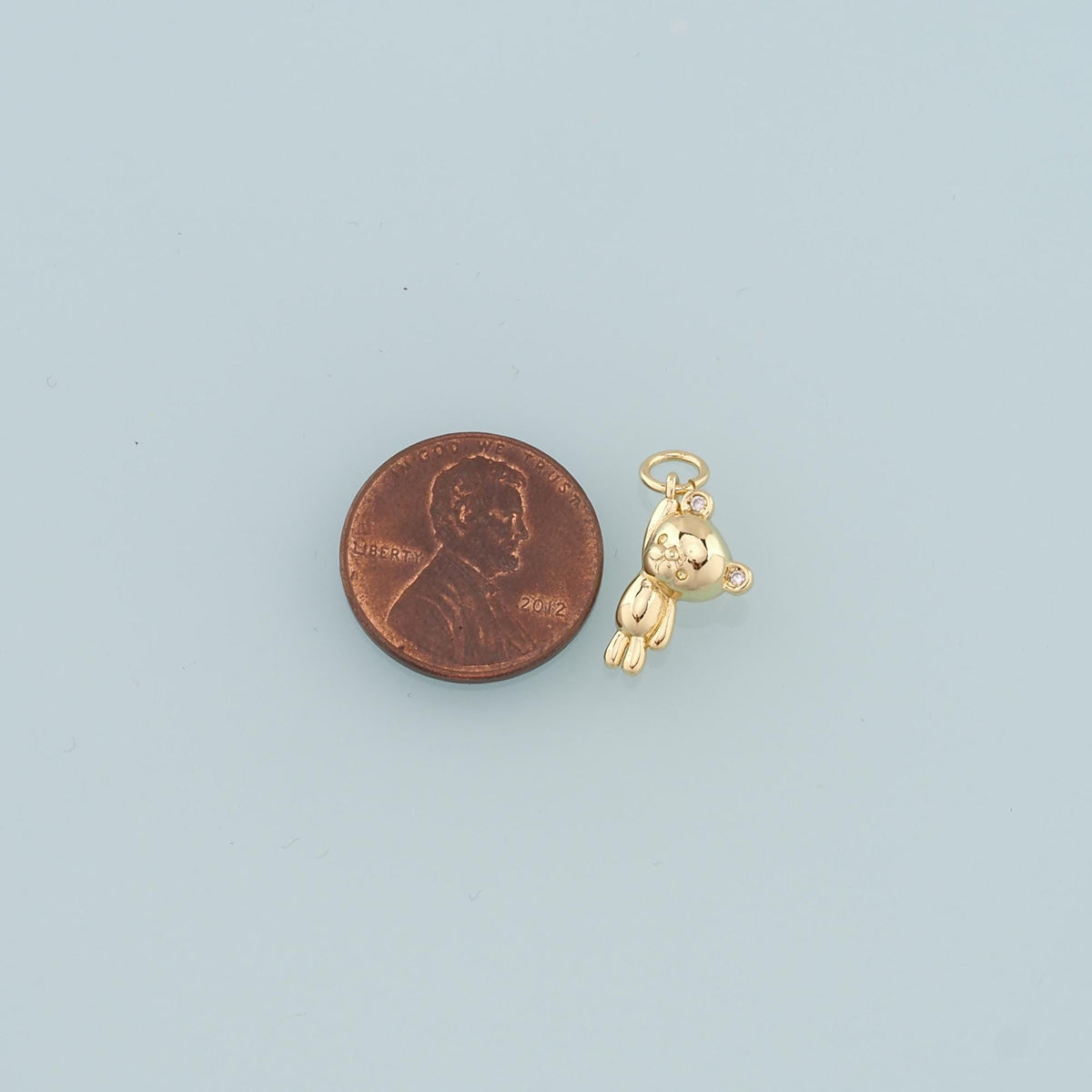 18K Gold Filled Bear Pendant,CZ Bear Charm Bracelet Necklace for DIY Jewelry Making Supply