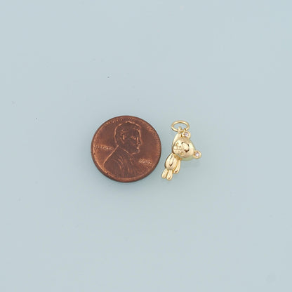 18K Gold Filled Bear Pendant,CZ Bear Charm Bracelet Necklace for DIY Jewelry Making Supply