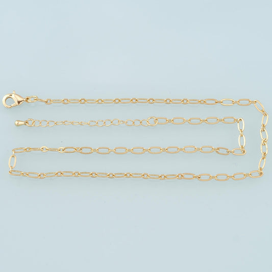 Gold Oval Chain,18K Gold Filled Paper Clip for Necklace Bracelet DIY Jewelry Making Supply