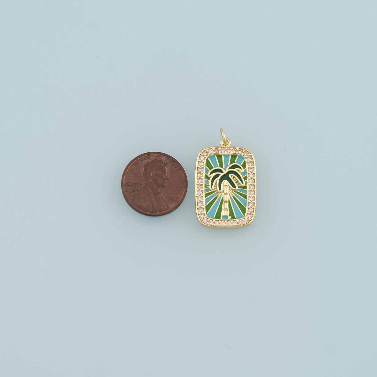 Gold Palm Tree Charms,18K Gold Filled Palm tree Pendant,Enamel coconut tree Charm Bracelet Necklace for DIY Jewelry Making Su