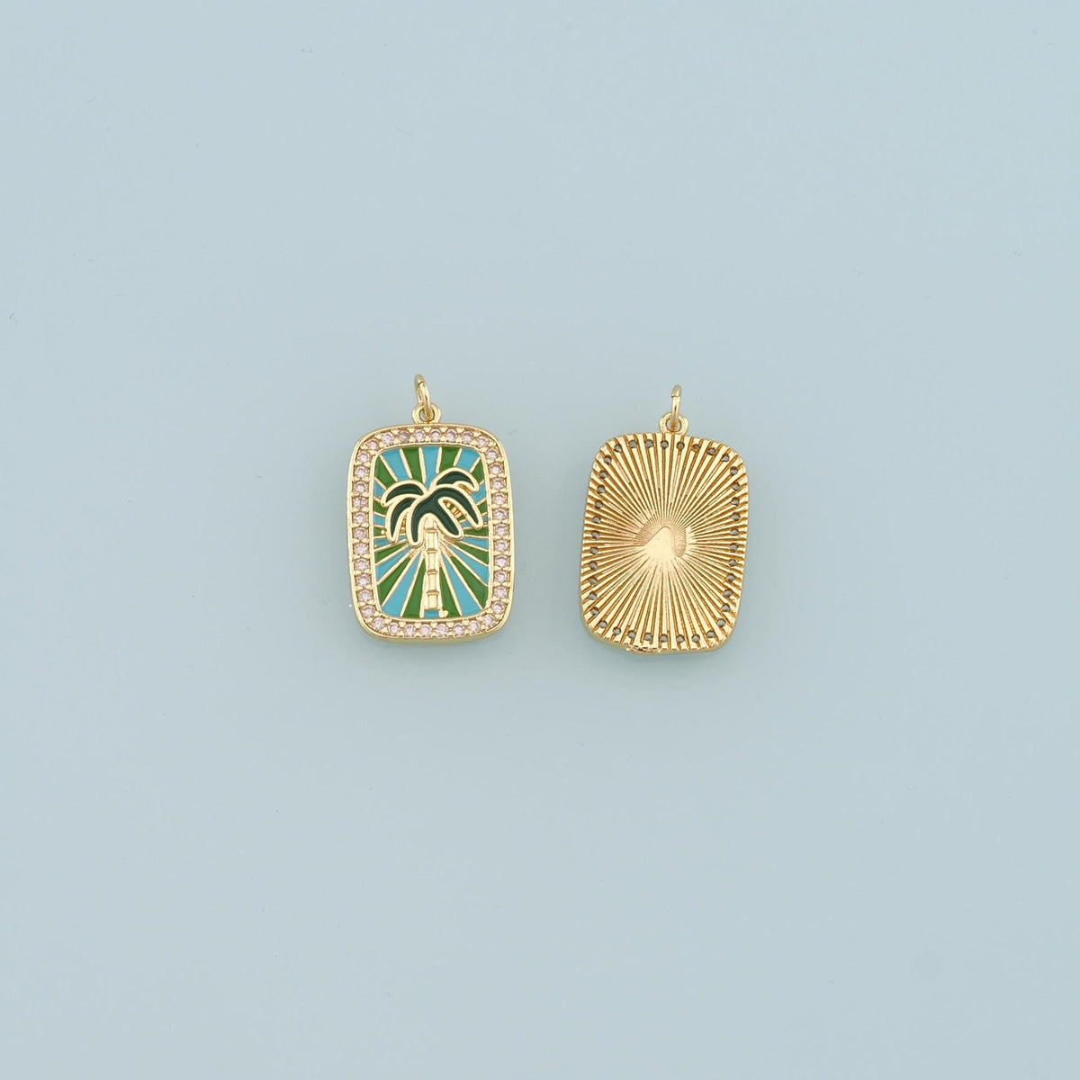 Gold Palm Tree Charms,18K Gold Filled Palm tree Pendant,Enamel coconut tree Charm Bracelet Necklace for DIY Jewelry Making Su
