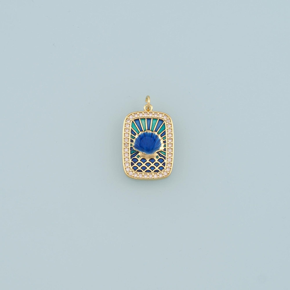 18K Gold Filled Shell Enamel CZ Charm Pendant for Jewelry Making