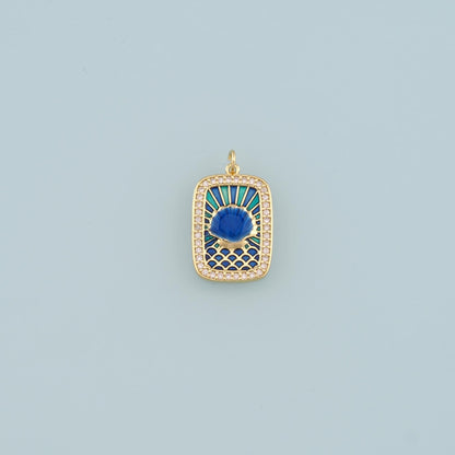 18K Gold Filled Shell Enamel CZ Charm Pendant for Jewelry Making