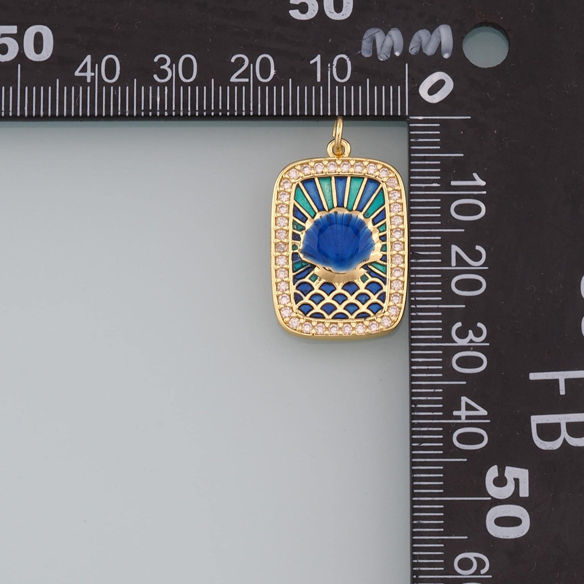 18K Gold Filled Shell Enamel CZ Charm Pendant for Jewelry Making