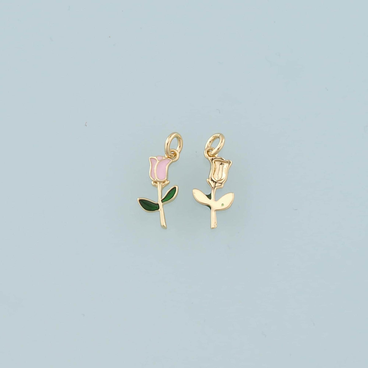 18K Gold Filled Enamel Flower Charm Pendant for Jewelry Making