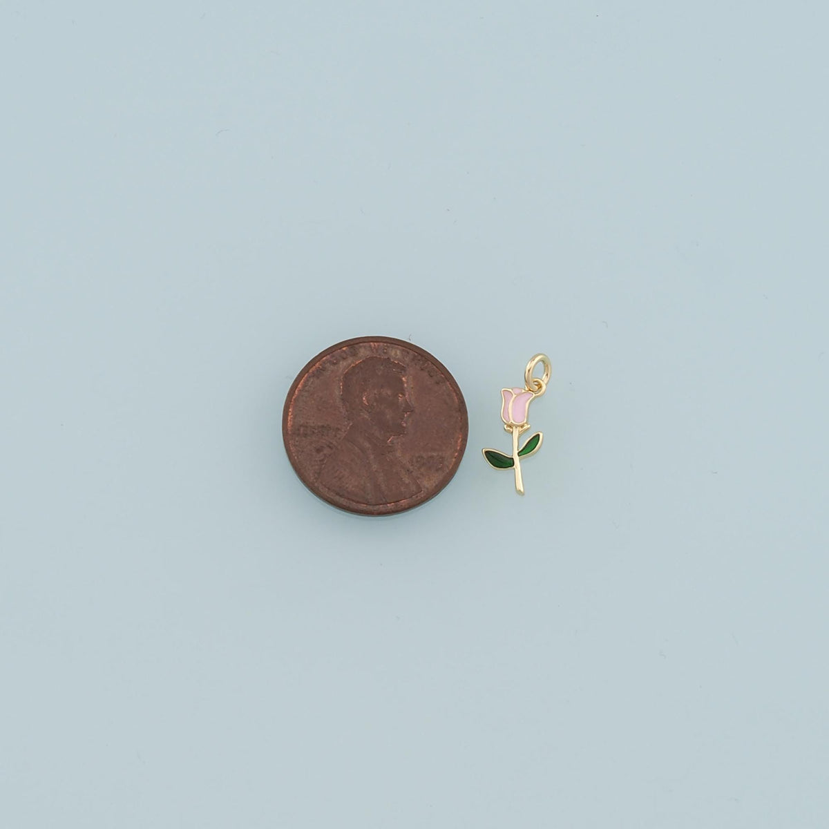 18K Gold Filled Enamel Flower Charm Pendant for Jewelry Making