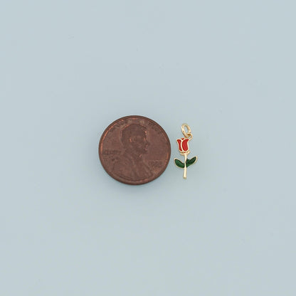 18K Gold Filled Enamel Flower Charm Pendant for Jewelry Making