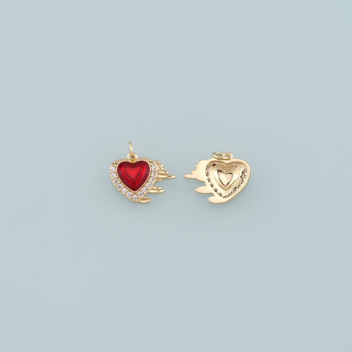 Gold Heart Charms,18K Gold Filled Heart Pendant,CZ Micro Pave Heart Charm Bracelet Necklace for DIY Jewelry Making Supply