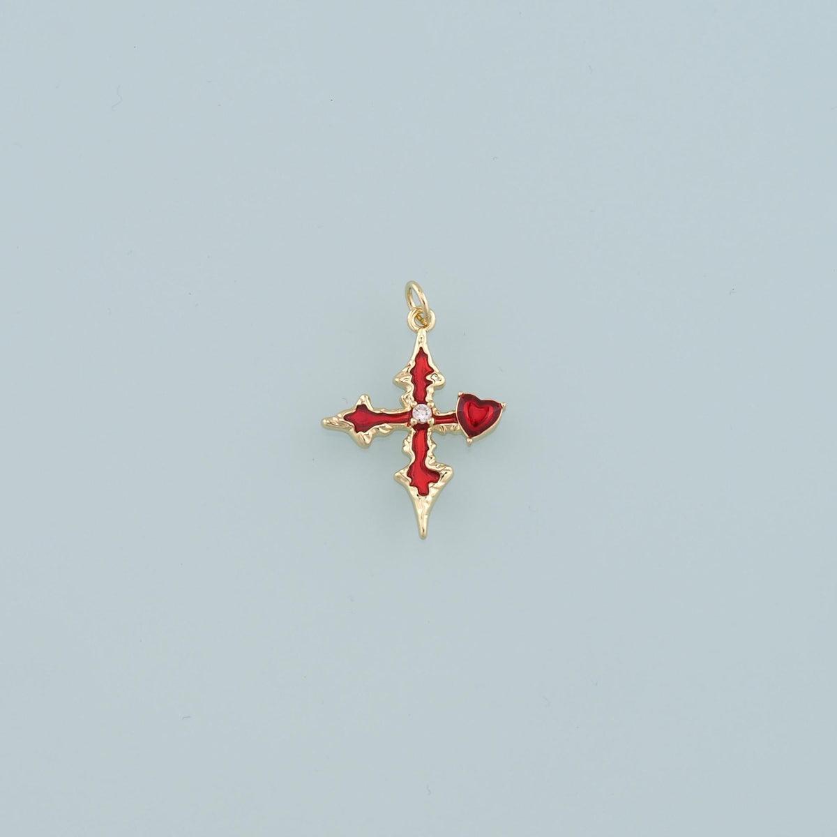 18K Gold Filled Cross Enamel Charm Pendant for Jewelry Making