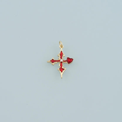 18K Gold Filled Cross Enamel Charm Pendant for Jewelry Making